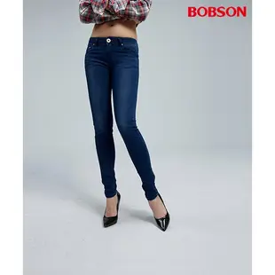 BOBSON 女款優質觸感緊身深藍牛仔褲8071-53
