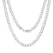 Solid 10K White Gold 6mm Cuban Curb Chain Link Mens Necklace Italian Made 30"