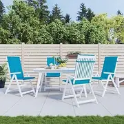 Garden Highback Chair Cushions 4 pcs Blue 120x50x3 cm Fabric,Chair & Sofa Cushions 0.88KG-43184