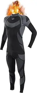 [Sesto Senso] Mens Base Layer Set Long Johns Leggings and Long Sleeve Vest T-Shirt Functional Underwear