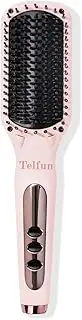 Telfun Hair Straightening | Heated Straightener Flat Iron for Smooth, Anti Frizz Hair | Dual-Voltage Electric Brush Straightener | Hot Brush for Styling