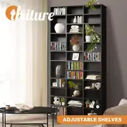 Oikiture Bookshelf Display Shelf Bookcase CD DVD Storage Media Rack Stand Black