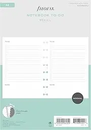 Filofax Lifestyle Refill, A5 Size, Notebook Refill, White Paper, To Do, 20 Sheets (B132853)