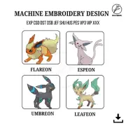 Pokemon Eevee Evolutions Machine Embroidery Designs, New Anime Characters