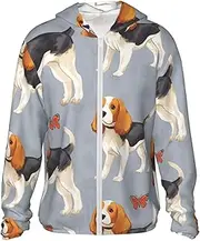 [LHBWCVN] UPF 50+ Light Jacket Full Zip Sun Protection Hoodie for Women Men Long Sleeve Beagle Patterns Sun Shirts