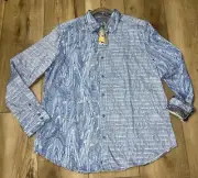 ROBERT GRAHAM Mens Proxima Shirt Long Sleeve Stretch Flip Cuff Blue Size 2XL NEW