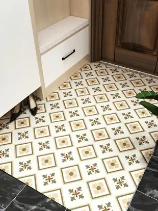 客廳進門貼紙廚房浴室地磚翻新地面地板瓷磚裝飾防水耐磨自粘墻貼