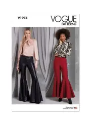 Vogue Pattern V1974 Misses Bell Bottom Retro Flared Pants Sizes 6-14 & 16-24