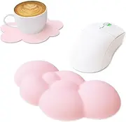 MANBASNAKE Cloud Mouse Pad Wrist Support,Leather Cushion Memory Foam,Leather Waterproof Coaster,Ergonomic Palm Rest for Computer,Laptop,Office Work,PC Gaming,Wrist/Elbow Pain Relief (Light Pink)