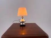 Vintage Dollhouse Silver Base Table Lamp & Cream Shade Modern Style IT WORKS NOS