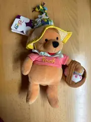 Vintage NWT Disney Store Winnie the Poor Easter Bonnet Pooh Plush Stuffed Toy 8"