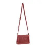 Pierre Cardin Leather Pleated Design Crossbody Bag - Marsala