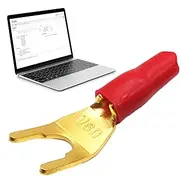 Speaker Spade Connector,Y Plug Spade Speaker Wire Connectors | Speaker Cable Plug, Gold Plated Screw Locking Adapter for Speaker Wire, TV, Computer