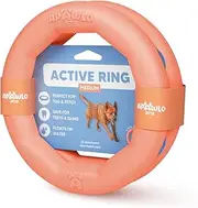 Set of 2 Active Dog Toy Rings - Floating Dog Rings for Outdoor Play, Training & Fetch - Durable Fetch Toy, Frisbee Alt, Outside Yard Toys for Medium Breeds - Peach