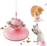 Interactive Cat Toy & Food Dispenser, Rotating Cat Puzzle Toy, Treat Ball, Slow Feeder, for All Age Cats-Pink
