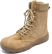 [Wcxixo] Men's High-top Tactical Military Boots, Spring Summer Outdoor Waterproof Suede Leather Tactical Boots, Comfort Non-slip Breathable Training Shoes