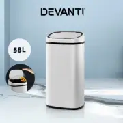 Devanti 58L Motion Sensor Bin Rubbish Automatic Trash Can Kitchen White