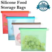 Reusable Preservative Silicone Airtight Seal Food Storage Bags Zip Lock Pouch AU