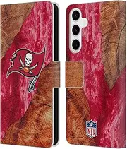 Head Case Designs Officially Licensed NFL Wood Resin Print Tampa Bay Buccaneers Art Leather Book Wallet Case Cover Compatible with Samsung Galaxy S24+ 5G