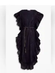 ZIMMERMANN Ruffled metallic striped cotton midi dress