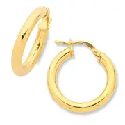 9kt Yellow Gold Silver Infused 15mm Hoop Earrings