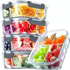 5 Pack Glass Meal Prep Containers 3 Compartment 36OZ Airtight Lunch Containers