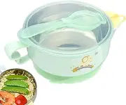 Générique Cartoon Bowls, Insulated Water-Filled Bowls Suction Cup, 400 ml Portable Children's Tableware with Handle, Cute Bowl Set for Kids, Home and Travel Use 22.33 Inch Pink, Green