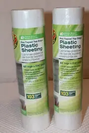 2 Rolls Duck Brand Pre-Taped Top Edge Plastic Sheeting 63" x 236' NEW Sealed