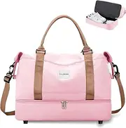[OnlyPRIME] Cabin Luggage 40 x 20 x 30 cm + Practical USB Travel Bag Hand Luggage 40 x 20 x 30 cm, Pink, Foldable Bag