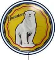 LARGE Bundy Bundaberg Rum Bar Garage Wall Light Sign White Neon Man Cave Gift