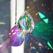 Crystal Prism Hanging Suncatcher 73mm AB Prismatic Suncather Pendant for Window, Light Decoration Home and Garden, Suncatcher Hanging Rainbow Maker