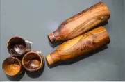 Neem Wood (MATT) Wooden Copper Bottle 500 ML