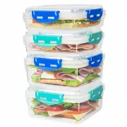 Airtight BPA-Free Sandwich Containers - Microwave & Dishwasher Safe, 4 Pack
