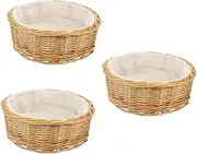 CATIEBYE 3pcs Woven Bread Basket Natural Pastoral Style Storage Basket for Home Office and School for Snacks Pastries and Organizing Belongings Compact Design for Space Saving Storage