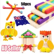 50pcs Jumbo Art Wooden Paddle Pop Craft Sticks 100 Natural Wood Kids Craft TK
