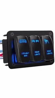 DaierTek LED Light Bar Switch Panel 3 Gang Rocker Switch Panel 12V Toggle Swit