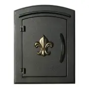 Manchester NON-LOCKING "Decorative Fleur De Lis Door" Column Mount Mailbox