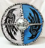 Medieval Larp Warrior Wood & Steel Viking Shield Round For Halloween, Costume