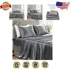 Luxurious 4-Piece Satin Sheet Set for California King Bed - Dark Grey Elegance
