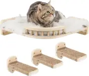 Large Cat Wall Shelves, Corner Cat Shelf with 3 Cat Wall Steps, Cat Shelves for