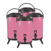 SOGA 4X 10L Stainless Steel Insulated Milk Tea Barrel Hot and Cold Beverage Dispenser Container with Faucet Pink