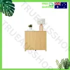 Atlas Cabinet 75cm High Ribbed Front MDF Particle Board Storage Unit with Pine