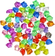 Multicolored Plastic Diamonds, 160 Pcs Fake Crushed Acrylic Crushed Ice Rocks, A