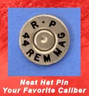 Remington R-P 44 REM MAG Nickel Brass Cartridge Hat or Jacket Pin Tie Tac