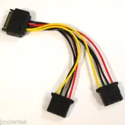 SATA 15-Pin Male to Dual (2) 4-Pin Molex Female Y Splitter Adapter Power Cable