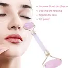 Rose Quartz Jade Slimming Face Beauty Massage Roller (Gold) Part.