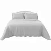 1800TC Stripe Quilt Doona Duvet Cover Set Single Double Queen King Super King Silver Grey