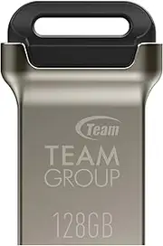 TEAMGROUP C162 128GB USB 3.2 Gen 1 USB 3.1/3.0 Mini Fits Metal Read 140MB/s Flash Thumb Drive External Data Storage Memory Stick Compatible with Computer/Laptop Black TC1623128GB01