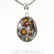 5.31g METEORITE PALLASITE pendant in sterling silver .925 25x18mm #OTH253