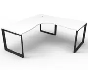 RAPIDLINE DELUXE LOOP LEG CORNER WORKSTATION 1 Person Single Sided W1800 x W1500 x D750mm White Top Black Frame